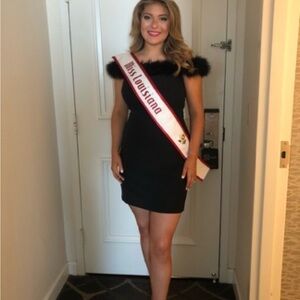 Gianni Bini Black Feather Cocktail Dress